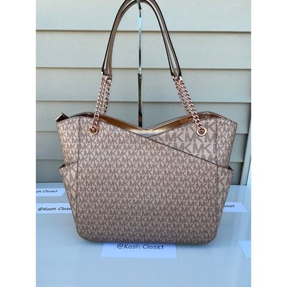 Michael Kors Purse Large Jet set Xchain Shoulder Bag Rose Gold - Picture 4 of 12